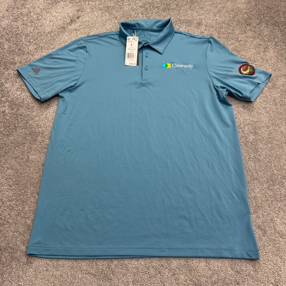 Adidas A514 ULT Clearway Luna Valley Golf Polo Shirt Mens Large Hazy Blue NWT